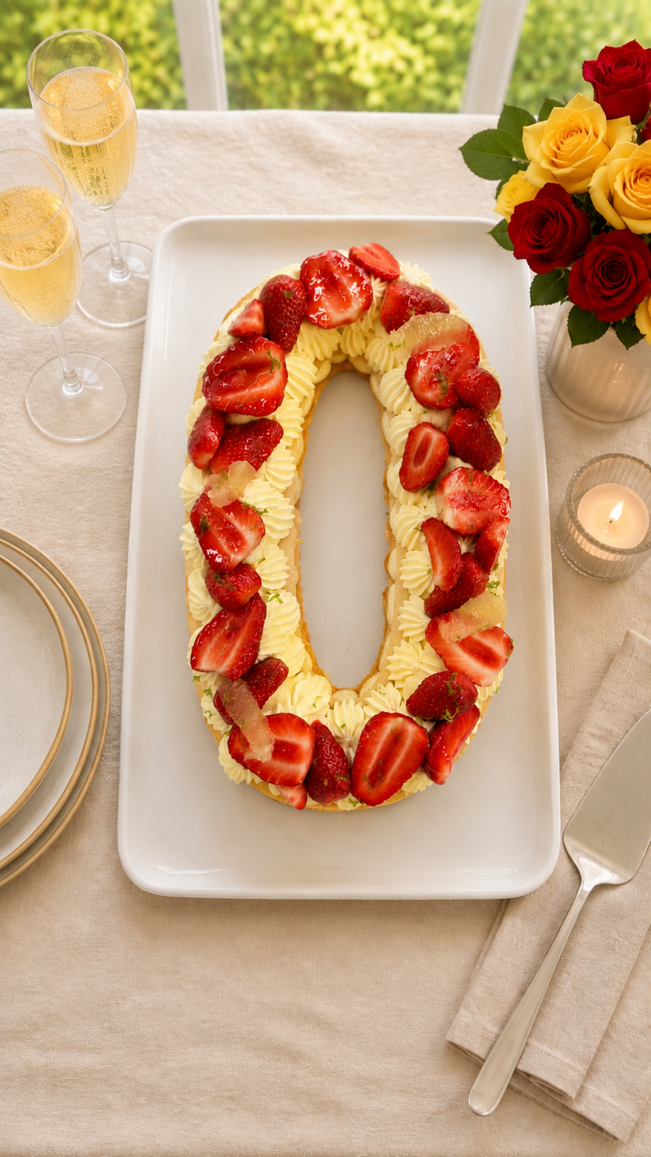 Number cake citron fraise, ambiance estivale