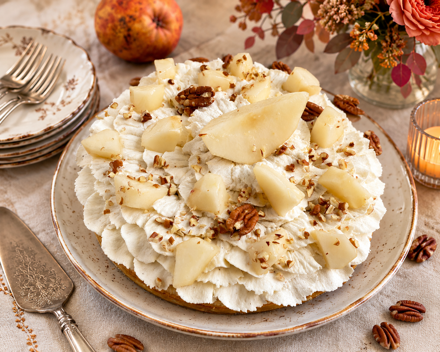 Tarte poires pécan faite maison