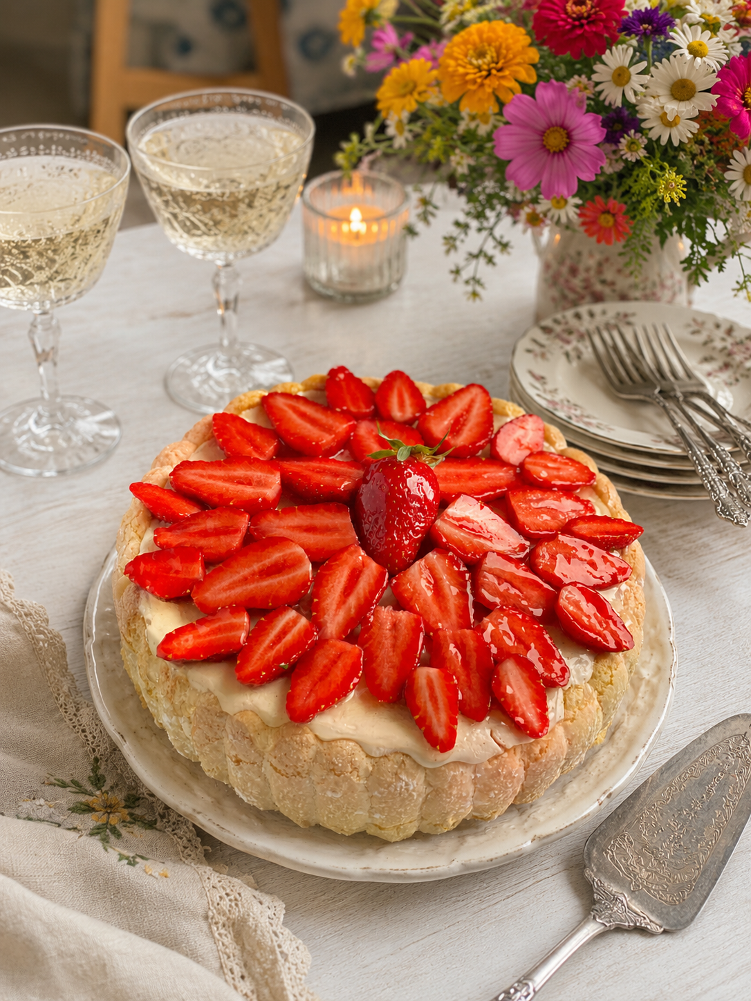 Charlotte aux fraises pour une occasion familiale