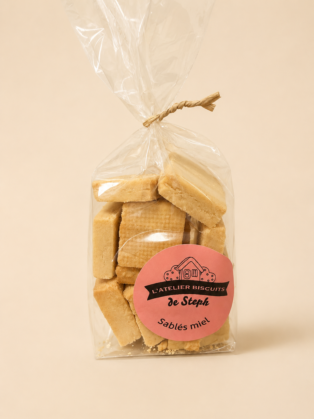 Sachet de sablés au miel façon shortbread, miel toutes fleurs de l'Aveyron